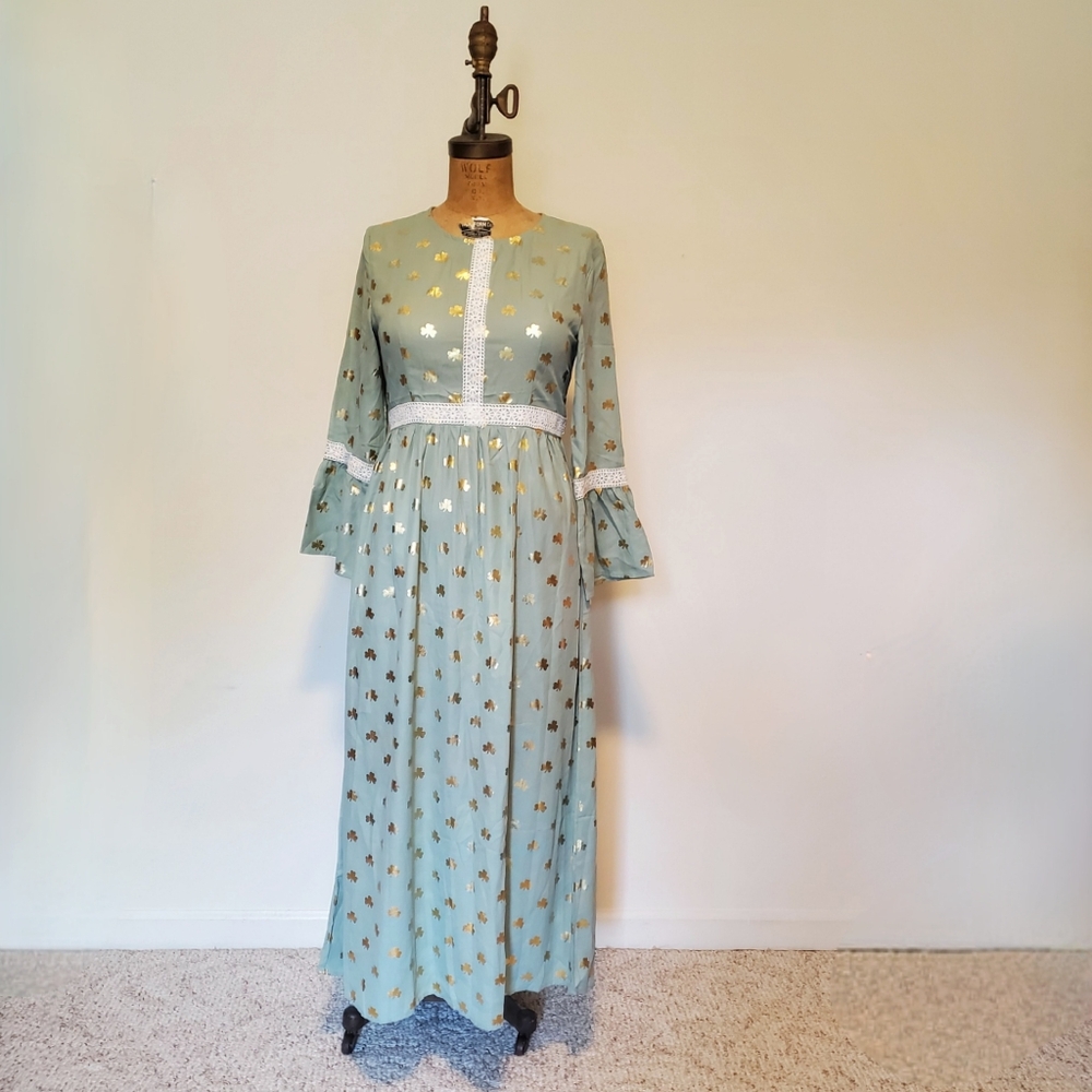 Gold Clover Green Dress Luck O’ the Irish Eid Party Gown